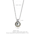 Minimalist necklace with a dark grey pearl pendant and a sparkling rhinestone in gold finish - Necklace / Necklace (Silver+Gray)