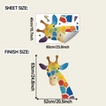 Mise en page et dimensions du sticker mural girafe géométrique coloré pour enfants - Style de girafe géométrique colorée (fun-e348)