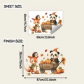 Detailed sheet size and finish dimensions for autumn animal pumpkin wall decals - Cartoon Autumn Animal Set (fun-e347)