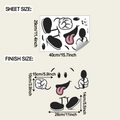 Detailed sheet and finish size dimensions for cartoon character kitchen wall stickers - 29*40cm/fun-f900