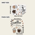 Detail of coffee wall sticker dimensions showing coffee cup and motivational quote - 29*40cm/fun-f898