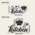 Detail showing kitchen wall decal sheet size and finished application dimensions - 20x39cm(fun-f896)