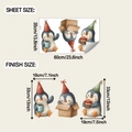 Detail view of penguin wall stickers showing sheet size and finish dimensions - 35*60cm