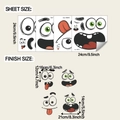 Maattabel met afmetingen voor zelfklevende grappige monstergezicht badkamer muurstickers - 24*24cm (fun-f901)