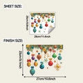 Detailed sheet and finish size dimensions for Christmas bauble wall stickers - 25*29CM/fun-m507