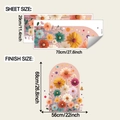 Detailed size guide showing daisy wall decal dimensions for sheet and finished layout - Painted Daisy Floral Arch (fun-f914) / 29*70cm