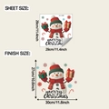 Detail view of snowman Christmas wall sticker with sheet size 29x29cm and finish size layout - 29*29CM/fun-m489