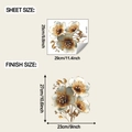 Specifiche dimensionali per adesivi murali floreali con misure del foglio e finali - Stile Floreale Dorato a Rilievo (fun-m523)