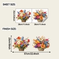 Detail showing dimensions and layout for creative flower basket embossed wall stickers - 25*29cm*2pcs/fun-m516