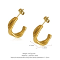 Chic twisted golden stainless steel C-shaped hoop earrings with 20mm outer diameter - Medium / Gold Twisted Style (ER-B1)