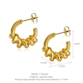 Golden stainless steel C-shaped earrings with twisted ribbed texture and butterfly back - Medium / Gold Spiral Texture Style (ER-B2)