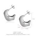 Irregular silver C-shaped stainless steel earrings with 19mm size specifications - Medium / Silver Irregular Lava Style (ER-B3)