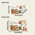 Detail showing cartoon kitchen wall sticker sheet size and finished application dimensions - 30x60cm Style (fun-b220)