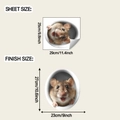 Detailansicht 3D Hamsterloch Wandaufkleber mit Bogengröße und fertiger Darstellung - Realistischer Hamster-Stil (fun-m515)
