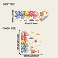 Dimensions détaillées de la feuille et du rendu pour stickers muraux dinosaures - 29*90cm