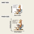 Size specifications for giraffe reading newspaper toilet sticker showing 29cm sheet dimensions - 29*29cm (fun-m527)