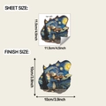 Detail view of Van Gogh style mouse playing violin wall sticker with size specifications - 11.5*11.5CM (fun-s63 107)