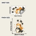 Detail of cartoon stacked dogs wall sticker showing sheet and finish dimensions - 25*39cm