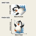 Cartoon pinguïn muursticker met bladformaat en afmetingen van het eindresultaat - 30*40cm