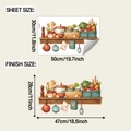 Kitchen wall sticker layout showing sheet size 30x50cm and finished size for home decor - 30*50cm (Item: fun-f927)
