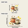 Detail of coffee cup wall sticker dimensions showing sheet and finish layout sizes - 29*29cm (Item No. fun-f932)