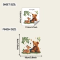 Dimensions détaillées du support et du rendu final pour stickers muraux animaux - 11.8*11.8cm (fun-kg193)
