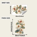 Detailed sheet and finish size dimensions for the lotus flower wall sticker - 40*60cm/fun-e353