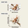 Detail of squirrel and blossom wall stickers with sheet and finish size dimensions - 40*60cm/fun-e352
