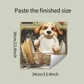 Macro detail of dog dishwasher magnet sticker with 34cm dimensions for kitchen decor - 34x34cm (fun-f919 107 Cream White)