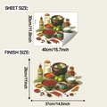 Detail showing dimensions of kitchen wall stickers with chili and lime spices illustrations - 30x40cm (fun-f928)