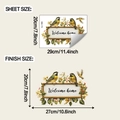 Detailed sheet and finish size dimensions of the Welcome Home floral bird wall sticker - Painted Bird and Flower Welcome Sign (fun-f958) / 20cmx29cm