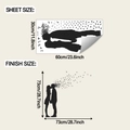 Detailed sheet and finish size dimensions for the kissing couple wall silhouette sticker - Black Silhouette Style (fun-b242)