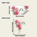 Dettaglio della dimensione del foglio e del risultato finale dell'adesivo con rose - Motivo Con Rosa E Gazza