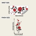 Gedetailleerde afmetingen en specificaties voor vintage rode rozen muurstickers - Rode Roos Bloemtakt (fun-b232) / 30x60cm