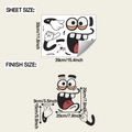 Gedetailleerde afmetingen layout van grappige cartoon badkamer muurstickers ter decoratie - 30x39cm