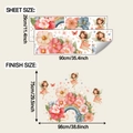 Detaillierte Bogen- und Endmaßmaße für Cartoon-Feen-Blumen-Regenbogen-Wandaufkleber - 29*90cm*2pcs