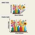 Dettaglio dell'adesivo murale con girasole e rosa che mostra layout e dimensioni finali - 40*50cm
