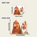 Detail of creative rooster wall stickers showing layout sizes and 23x27cm finish - 25*29cm /fun-f992 Fully Transparent