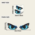 Detail of cartoon demon eyes wall sticker showing size specs and dimensions - 20*20cm/Blue Light