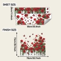 Detailed sheet and finish dimensions for watercolor rose fence wall stickers - 29x90cm (2 Sheets)