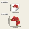 Dimensioni dettagliate del foglio e della finitura per adesivi murali rose rosse - 14*14CM (fun-kg209)