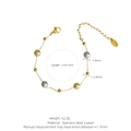 Goldenes Edelstahl-Armband mit grauen Perlen und verstellbarem Karabinerverschluss - Armband