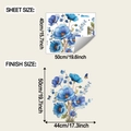 Layout und Endmaß-Abmessungen für blaue Mohnblumen und Schmetterling Wandaufkleber - Blauer Mohn-Stil (fun-f1025)