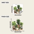Detail view of tropical plant PVC wall sticker dimensions 24x24cm for home decoration - Simulated Green Potted Plants Style (fun-m537)