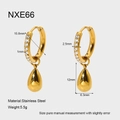 Dimensiones detalladas de los pendientes de gota dorados con brillantes circonitas - Pendientes de Gota de Agua (NXE66)