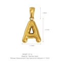 Polished 18K gold plated stainless steel letter A bubble pendant with 3D balloon texture - Letter A (Pendant Only) / Gold