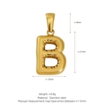 Polished 18K gold plated stainless steel letter B bubble pendant with size dimensions - Letter B (Pendant Only) / Gold