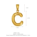 Polished 18K gold plated stainless steel bubble letter C pendant with dimensional balloon effect - Letter C (Pendant Only) / Gold