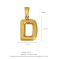 Gold plated bubble style letter D pendant in stainless steel with dimensions and weight - Letter D (Pendant Only) / Gold