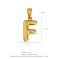 Golden 3D balloon letter F pendant made of polished stainless steel with jump ring - Letter F (Pendant Only) / Gold